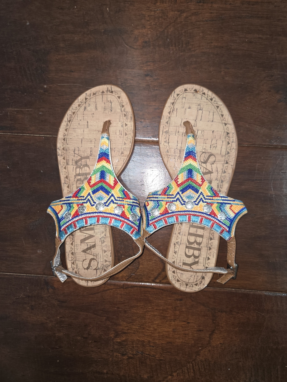 Sam & Libby Multicolor Beaded T-Strap Sandals